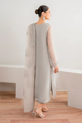 Baroque Hand Embellishment & Embroidered Organza 3 Piece Dress - 0028