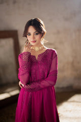 PLUM REVERIE Azure Embroidered Chiffon 3 Piece Dress - 0052