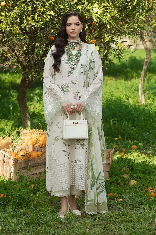 WHITE TULIP By Sardinia Chikankari Embroidered & Printed Lawn 3 Piece Dress – 0012