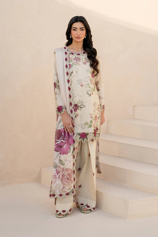 Iznik Chikankari Embroidered Luxury Lawn Digital Printed 3 Piece Dress – 0022