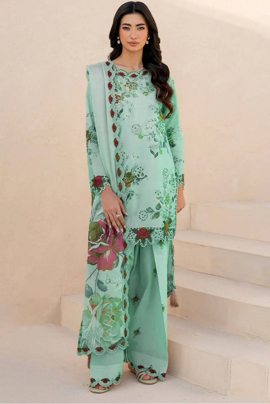 Iznik Chikankari Embroidered Luxury Lawn Digital Printed 3 Piece Dress – 0023