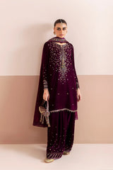 ROSHANEH By Jazmin Embroidered Velvet Formal 3 Piece Dress - 0048