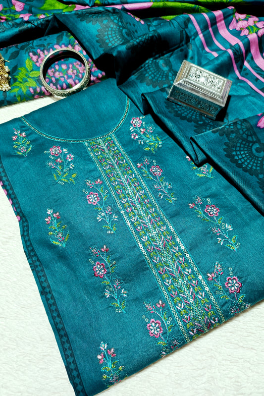 M Prints by Maria B Embroidered & Digital Print Lawn 3 Piece Dress – 0005