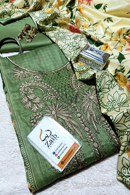 M Prints by Maria B Embroidered & Digital Print Lawn 3 Piece Dress – 0004