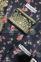 Jazmin Embroidered Print Shamoz Silk 3 Piece Dress - 0047