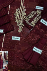 CARNELIAN By Azure Embroidered Chiffon 3 Piece Dress - 0055