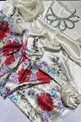 Khaadi Digital Printed Shamoz Silk 3 Piece Dress - 0046