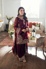 BURRY DUSK By Azure Embroidered Chiffon 3 Piece Dress - 0037