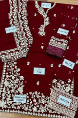 BURRY DUSK By Azure Embroidered Chiffon 3 Piece Dress - 0037