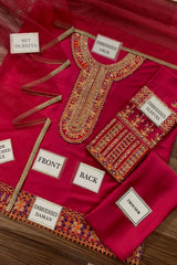 AIMER By Hussain Rehar Embroidered 3 Piece Luxury Silk Dress - 0044