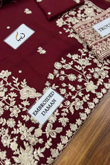 BURRY DUSK By Azure Embroidered Chiffon 3 Piece Dress - 0037