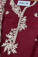 BURRY DUSK By Azure Embroidered Chiffon 3 Piece Dress - 0037