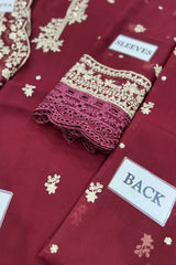 BURRY DUSK By Azure Embroidered Chiffon 3 Piece Dress - 0037