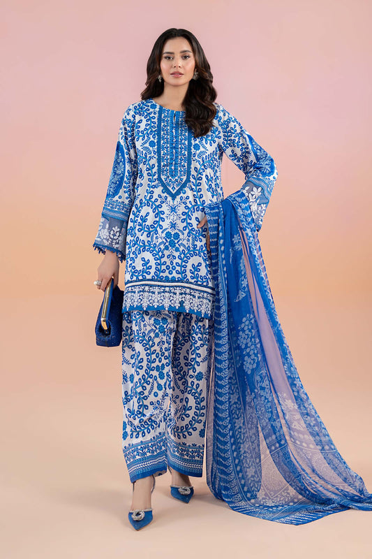 M Prints by Maria B Embroidered & Printed Lawn 3 Piece Dress – 0020