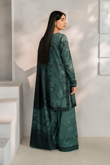 Iznik Embroidered Digital Printed 3 Piece Dress - 0027