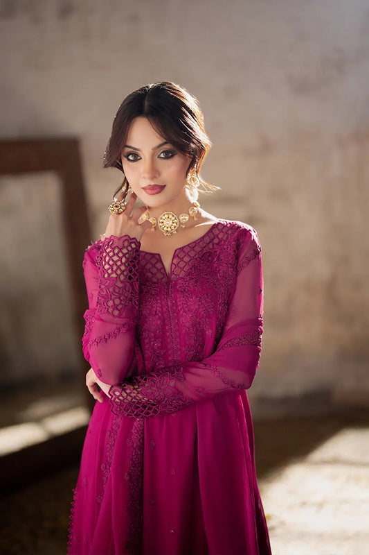 PLUM REVERIE Azure Embroidered Chiffon 3 Piece Dress - 0052