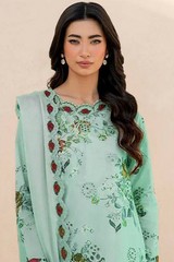 Iznik Chikankari Embroidered Luxury Lawn Digital Printed 3 Piece Dress – 0023