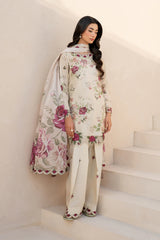 Iznik Chikankari Embroidered Luxury Lawn Digital Printed 3 Piece Dress – 0022