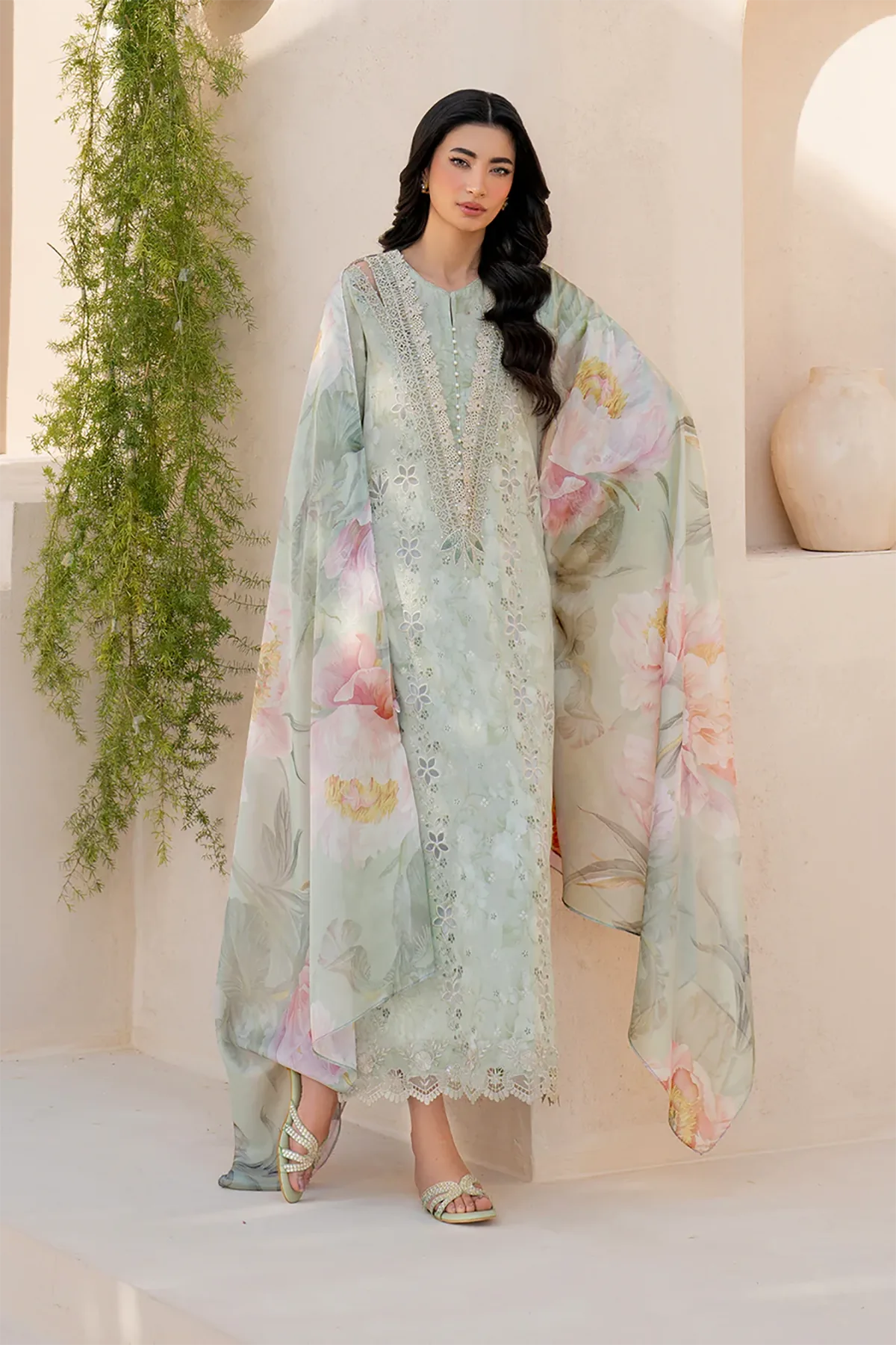 Iznik Embroidered & Printed Digital Lawn 3 Piece Dress - 0030