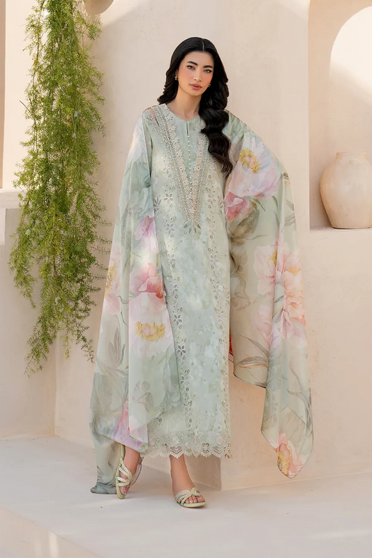 Iznik Embroidered & Printed Digital Lawn 3 Piece Dress - 0030