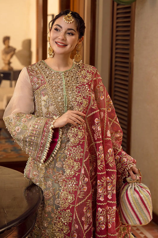 ARTISANAL ANECDOTES By Crimson Embroidered Organza Luxury Wedding 3 pc - 0040