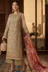 ARTISANAL ANECDOTES By Crimson Embroidered Organza Luxury Wedding 3 pc - 0040