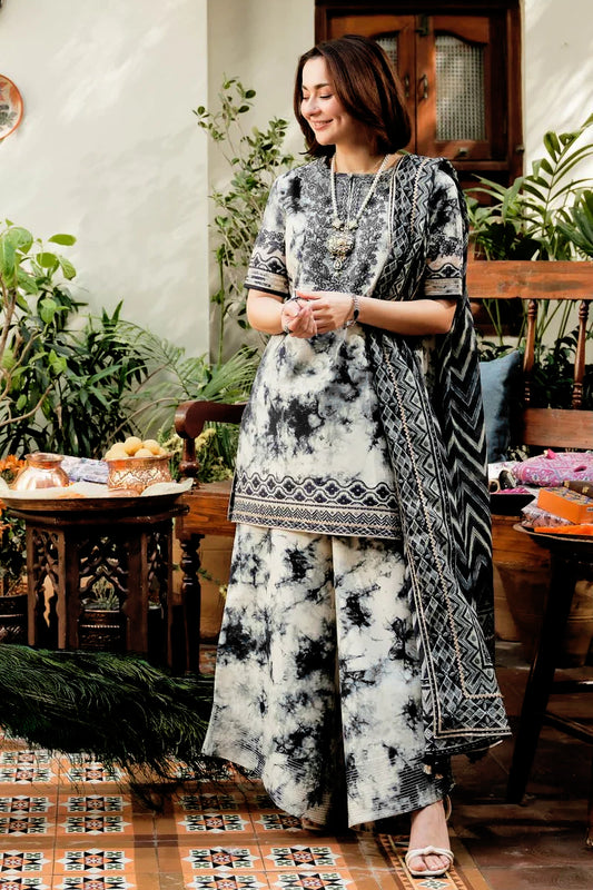 Sapphire Black Embroidered & Printed Lawn 3 Piece Dress – 0001