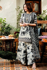 Sapphire Black Embroidered & Printed Lawn 3 Piece Dress – 0001