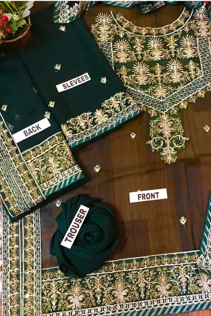 ZARI SITARA By Asim Jofa Embroidered Chiffon 3 pc Dress – 0011