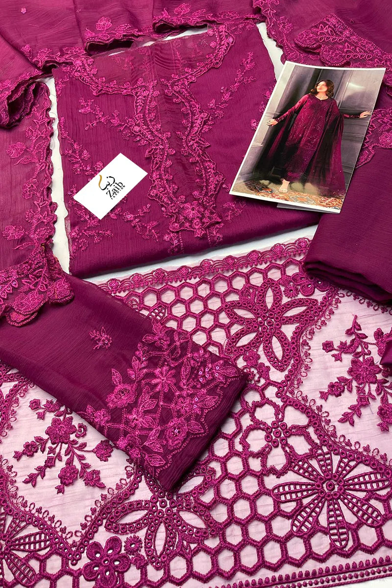 ROSE NOIR By Azure Embroidered Chiffon 3 pc Dress – 0015