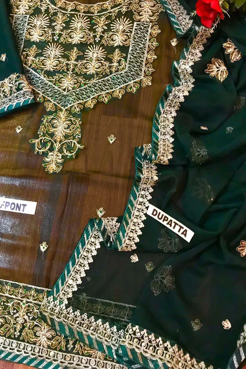 ZARI SITARA By Asim Jofa Embroidered Chiffon 3 pc Dress – 0011