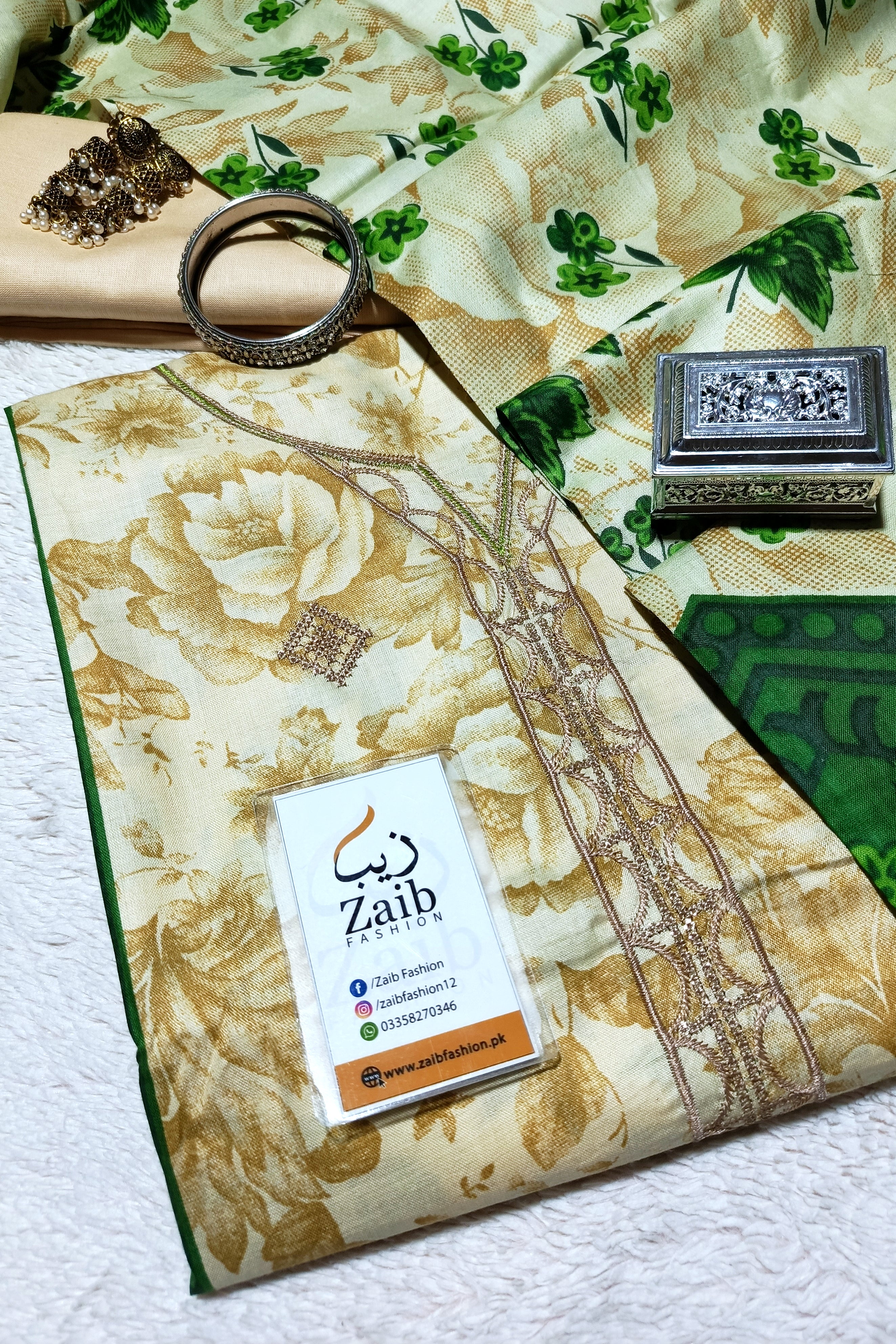 Designer Embroidered & Digital Print Lawn 3 Piece Dress – 0006