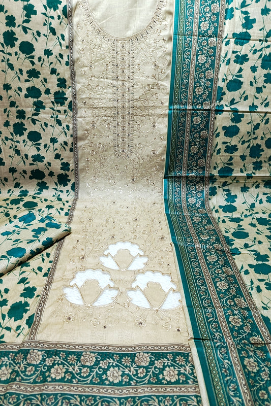 Designer Embroidered & Digital Print Lawn 3 Piece Dress – 0006