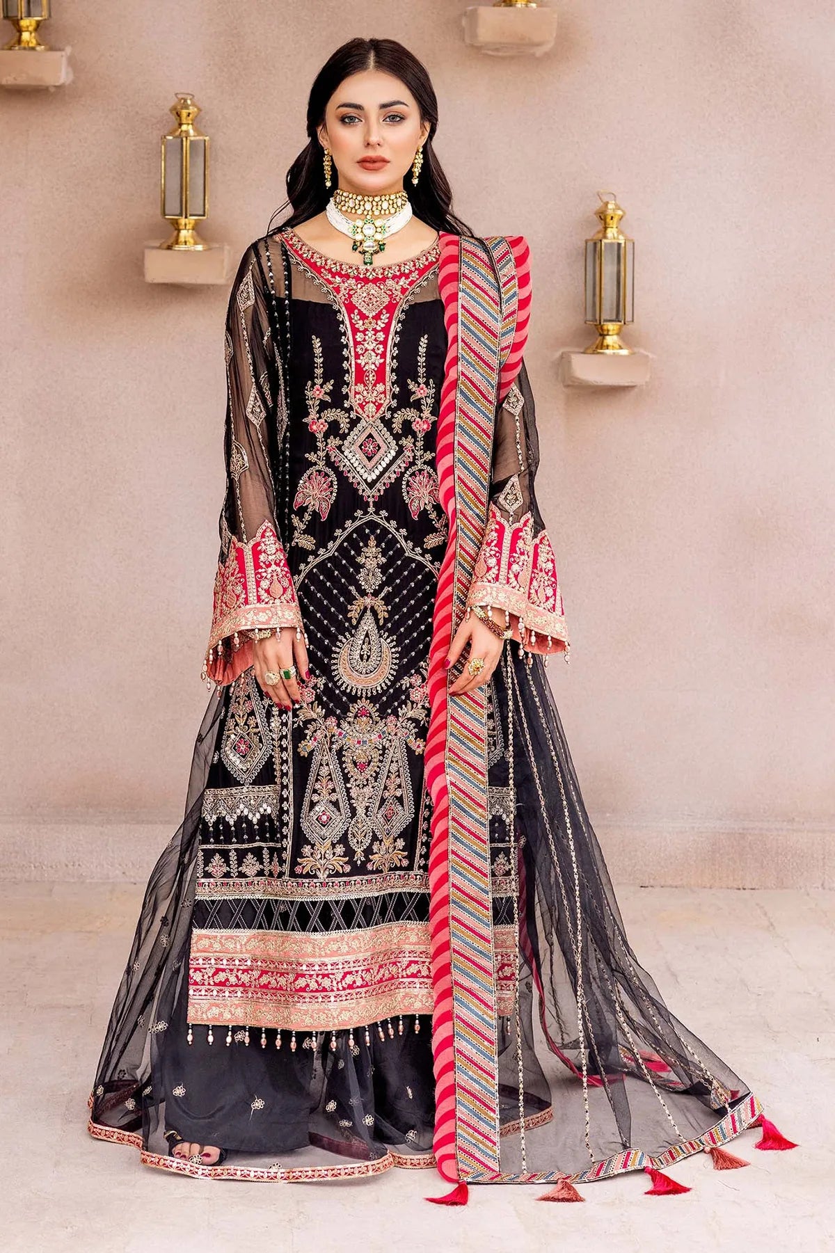 GUL-E-ISHTIAQ By Adans Libas Embroidered Chiffon Luxury Wedding 3 Piece Dress - 0041
