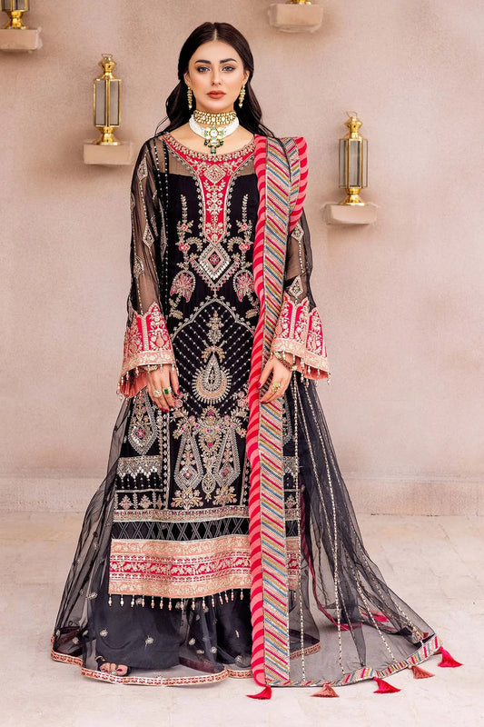 GUL-E-ISHTIAQ By Adans Libas Embroidered Chiffon Luxury Wedding 3 Piece Dress - 0041