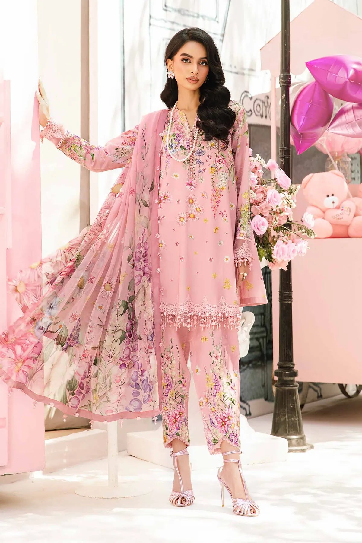 M Prints by Maria B Embroidered Lawn & Printed Lawn 3 Piece Dress – 0017