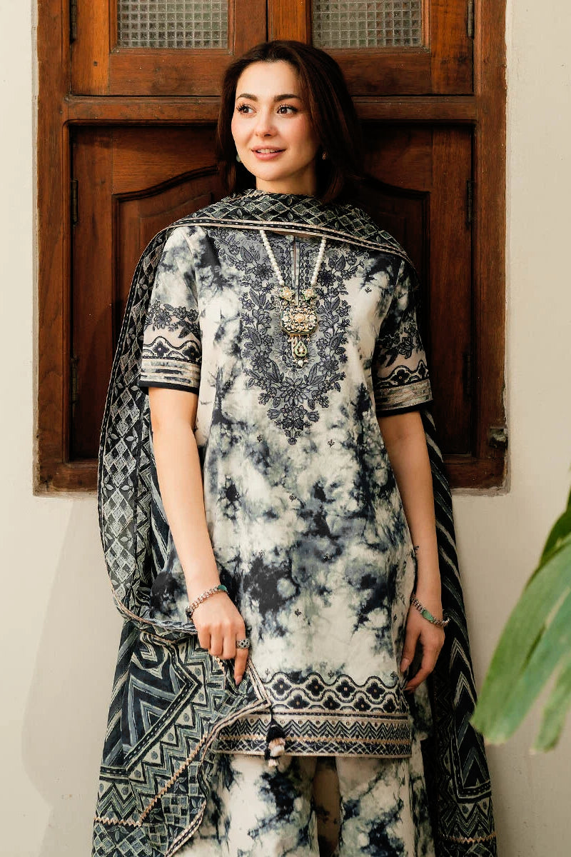 Sapphire Black Embroidered & Printed Lawn 3 Piece Dress – 0001