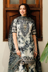 Sapphire Black Embroidered & Printed Lawn 3 Piece Dress – 0001