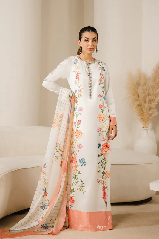 BURIOGH By Lulusar Soft Charmeuse Silk Digital Print 3 Piece Dress - 0054