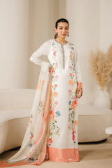 BURIOGH By Lulusar Soft Charmeuse Silk Digital Print 3 Piece Dress - 0054