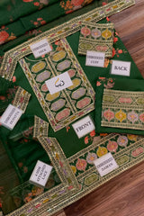 Aneela's Embroidered Digital Printed 3 Piece Luxury Dress - 0042