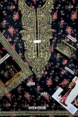 Jazmin Embroidered Print Shamoz Silk 3 Piece Dress - 0047