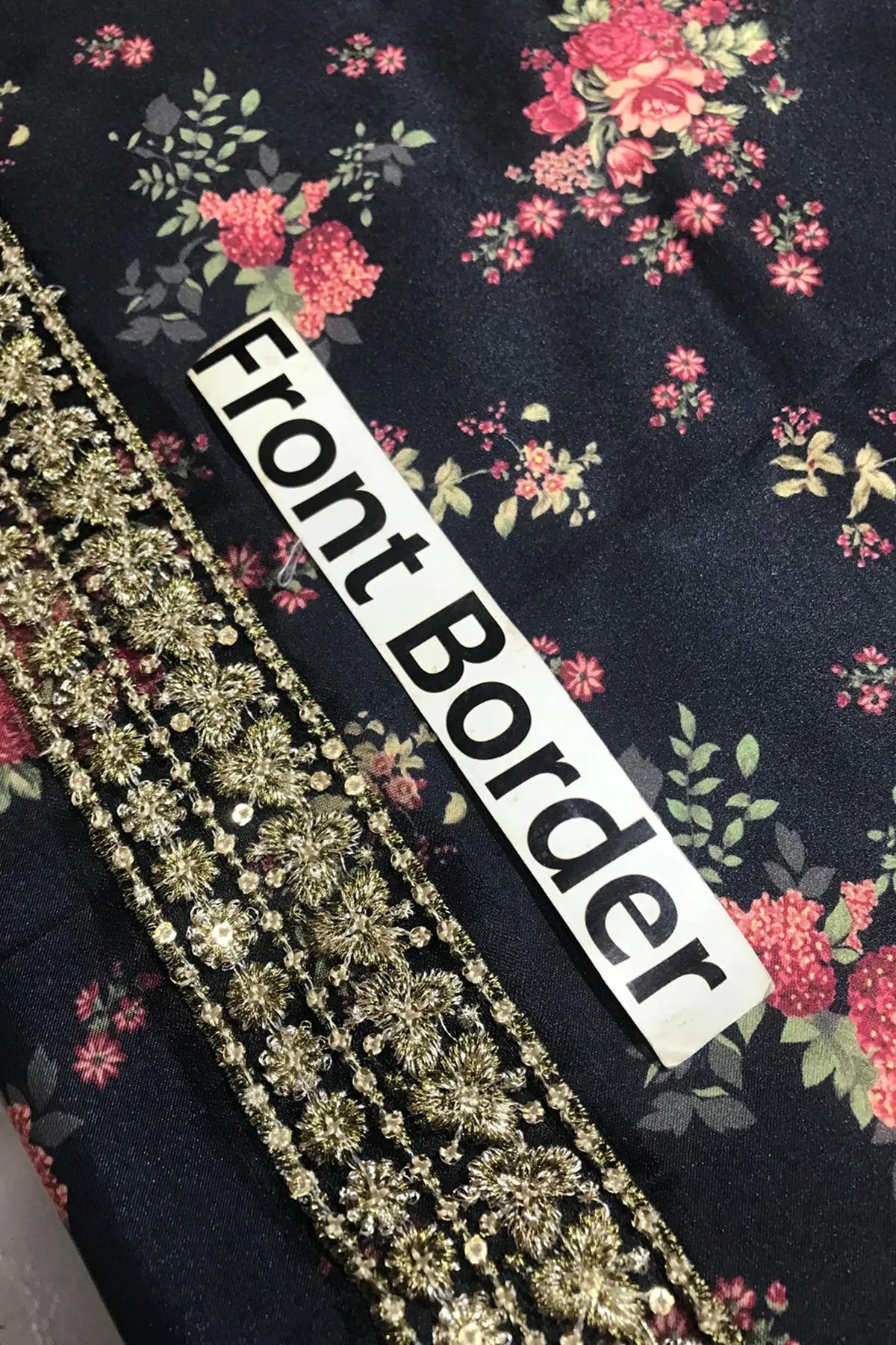 Jazmin Embroidered Print Shamoz Silk 3 Piece Dress - 0047