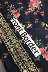 Jazmin Embroidered Print Shamoz Silk 3 Piece Dress - 0047