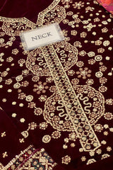 ROSHANEH By Jazmin Embroidered Velvet Formal 3 Piece Dress - 0048