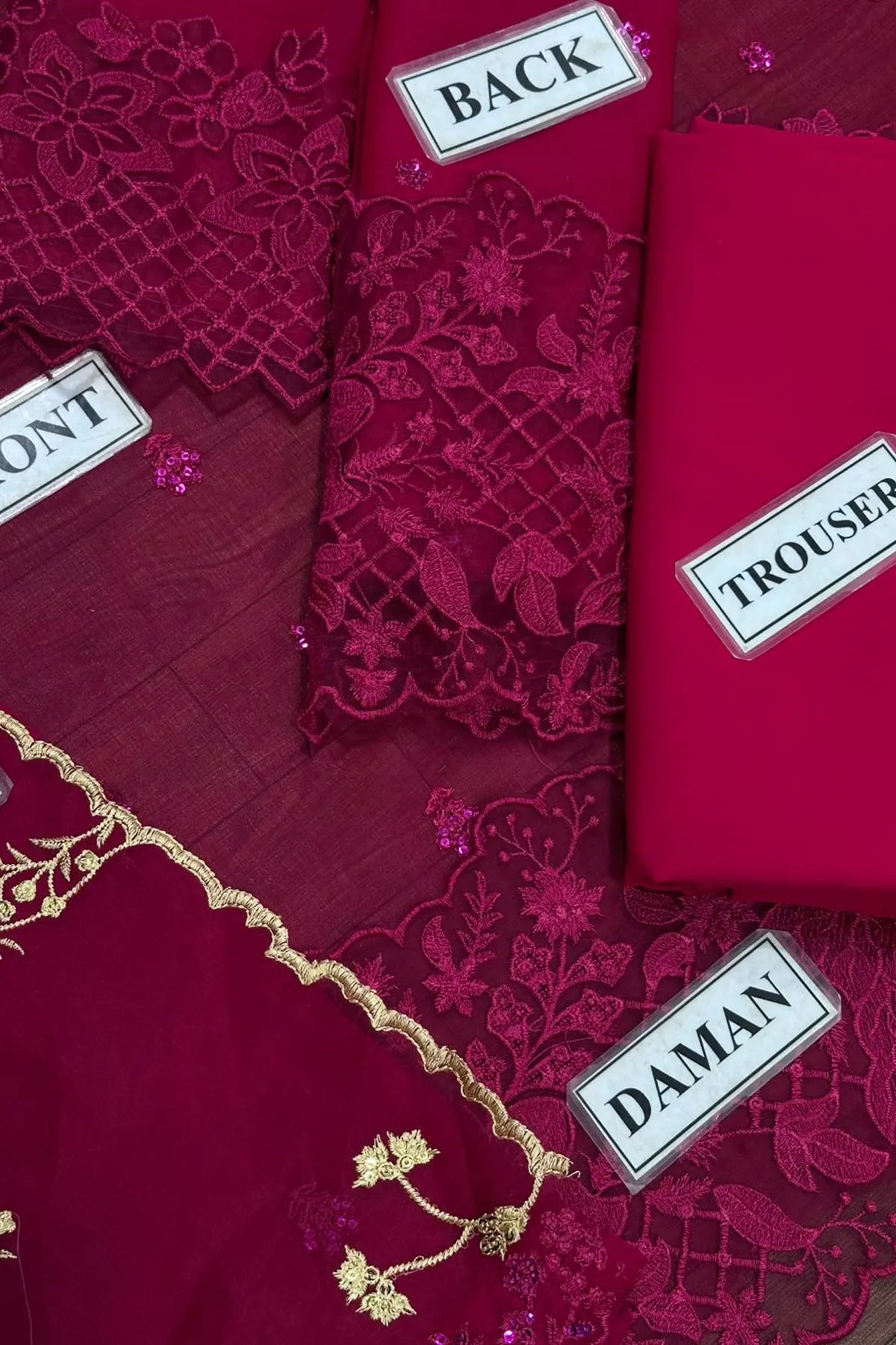 PLUM REVERIE Azure Embroidered Chiffon 3 Piece Dress - 0052