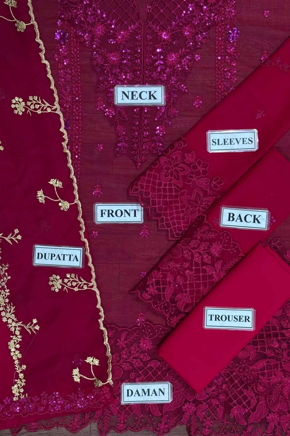 PLUM REVERIE Azure Embroidered Chiffon 3 Piece Dress - 0052