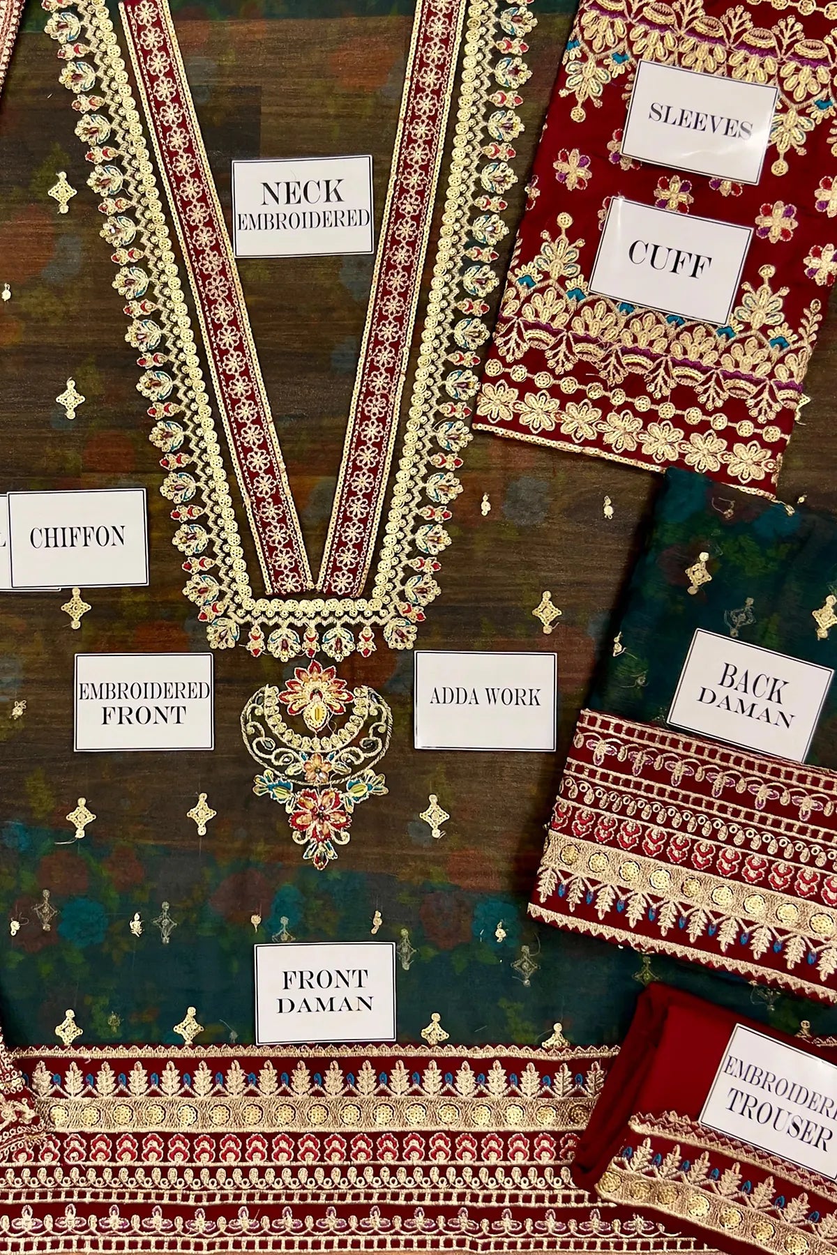 Baroque Chiffon Embroidered & Digital Print 3 Piece Dress - 0053