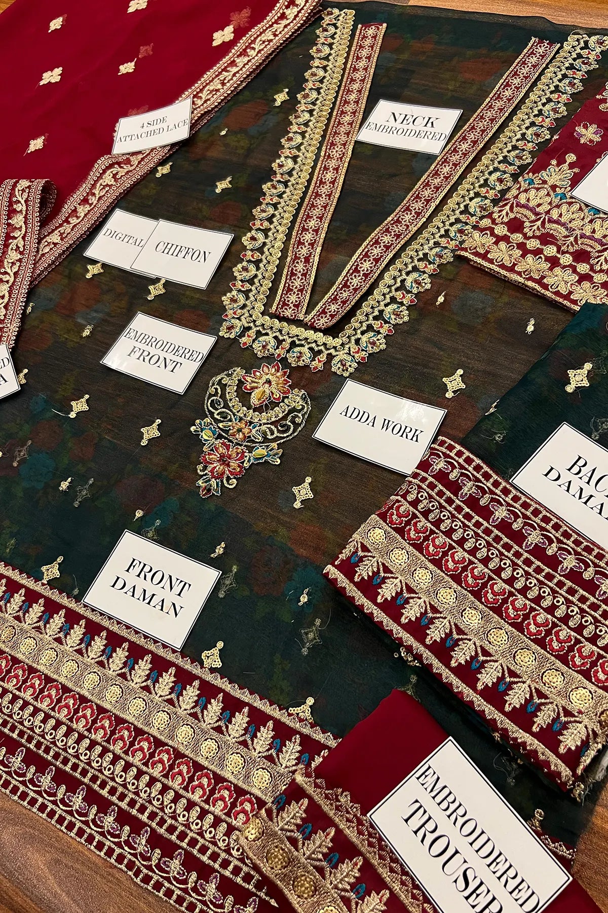 Baroque Chiffon Embroidered & Digital Print 3 Piece Dress - 0053