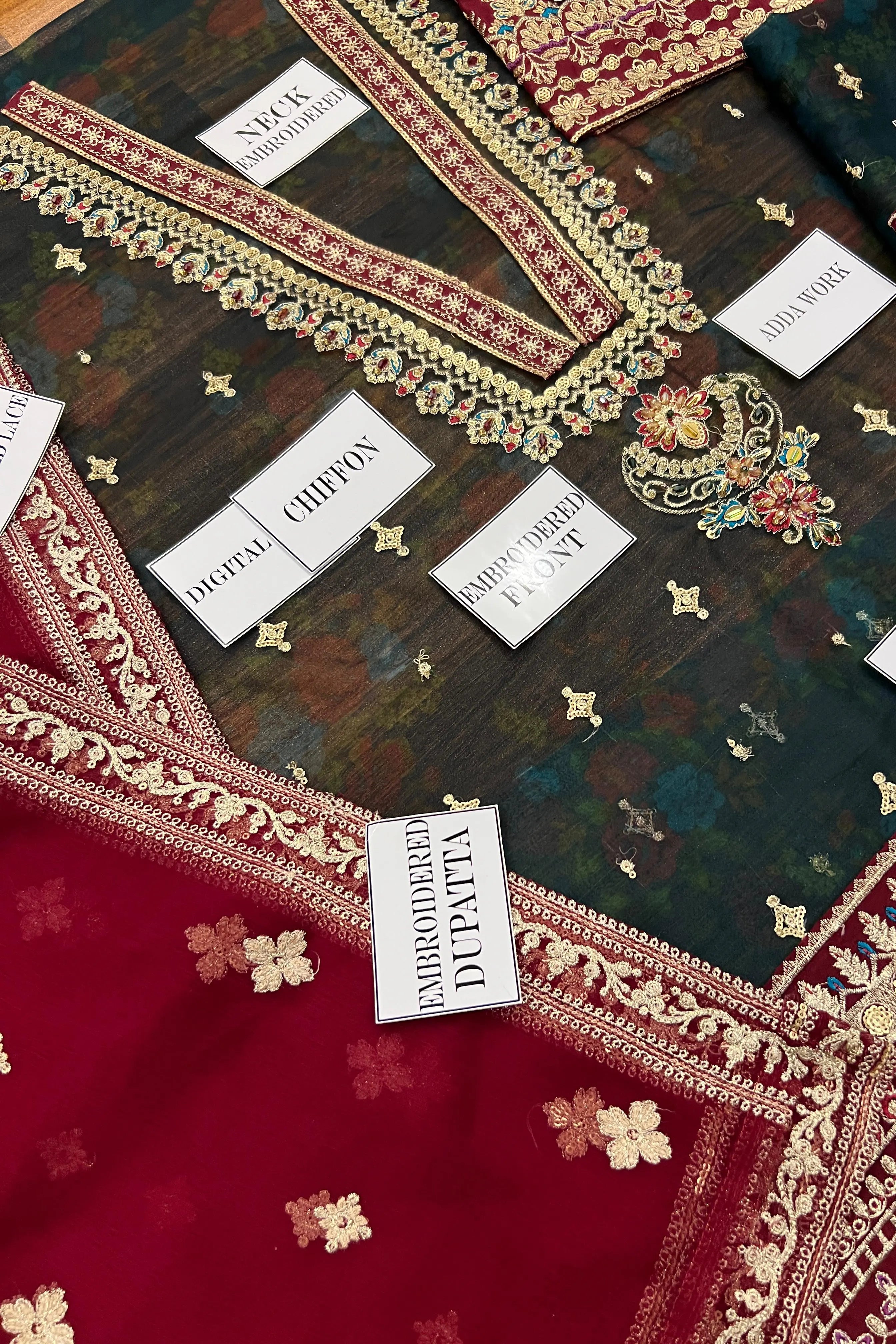 Baroque Chiffon Embroidered & Digital Print 3 Piece Dress - 0053